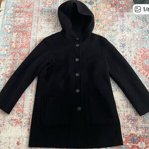 J. Jill Classic Black coat with pockets and hood- great condition 💕 classic !